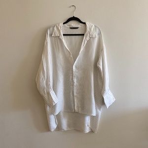 Women’s Striped Oversized Collared Shirt